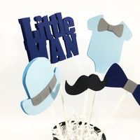 Little Man Centerpiece Sticks - Navy, Light Blue, Gray