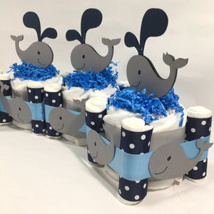 Whale Diaper Cake Centerpieces