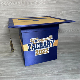 Navy & Old Gold Graduation Card Box