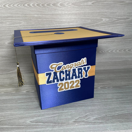 Navy & Old Gold Graduation Card Box