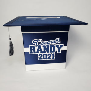 Navy and White Class of 2021 Graduation Card Box