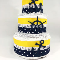 Nautical Boy Diaper Cake - Navy, Yellow
