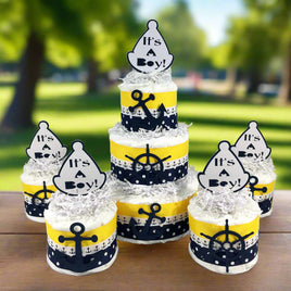 Nautical It's a Boy Diaper Cake Centerpiece Set