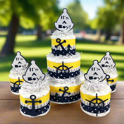 Nautical It's a Boy Diaper Cake Centerpiece Set