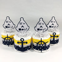 Nautical It's a Boy Mini Diaper Cake Centerpieces
