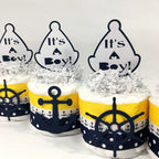 Nautical Boy Diaper Cake, Navy, Yellow