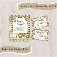 Gender Neutral Safari Baby Shower Diaper Raffle Set
