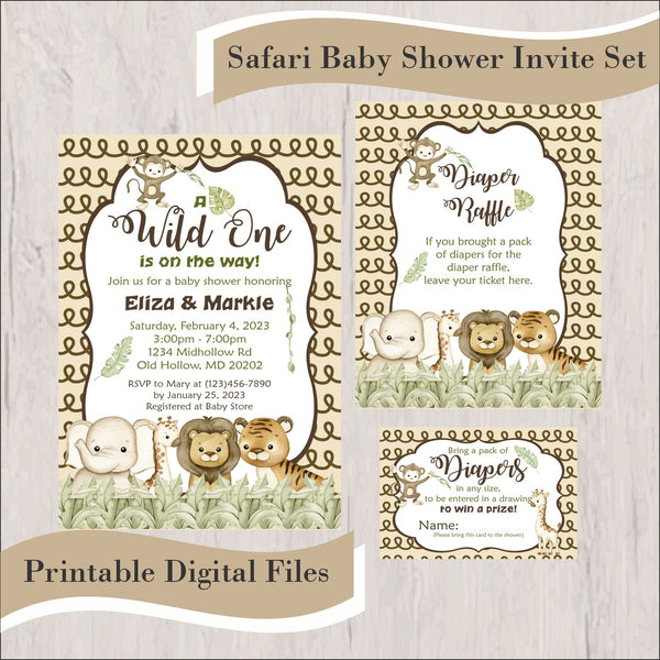 Gender Neutral Safari Baby Shower Invite Set