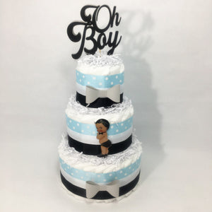 Oh Boy Baby Diaper Cake Centerpiece