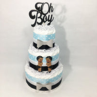 Oh Boy Diaper Cake Centerpieces - Blue, Black, Gray