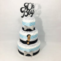 Oh Boy Diaper Cake Centerpieces - Blue, Black, Gray