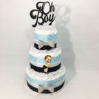 Blue, Gray, & Black Oh Boy Diaper Cake 
