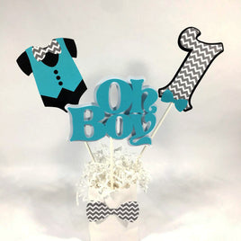 Oh Boy Teal, Gray, & Black Birthday Centerpiece