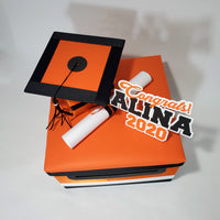 Graduation Card Box - Orange, Black 10x10