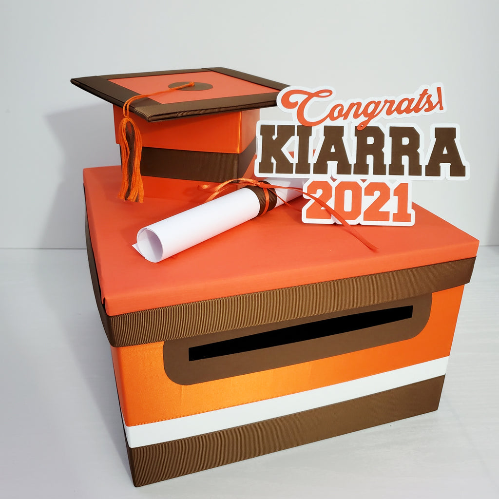 Orange & Brown 2021 Graduation Card Box