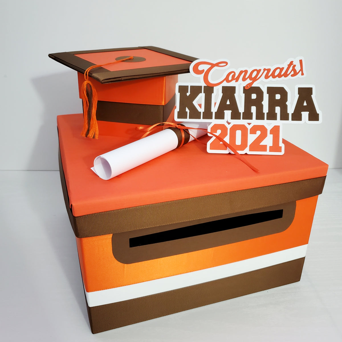 Orange & Brown 2021 Graduation Card Box