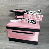 Graduation Card Box - Pink, Black 10x10