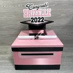 Graduation Card Box - Pink, Black 10x10