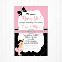 Girl Baby Shower Invitation - Pink, Black