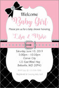 Printable Pink, Black, and Silver Baby Girl Birthday Party Invitation