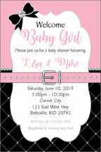 Printable Pink, Black, and Silver Baby Girl Birthday Party Invitation