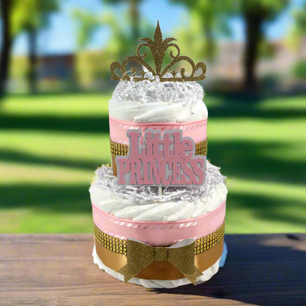 Pink & Gold 2-tier Little Princess Diaper Cake