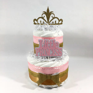 Pink & Gold 2-tier Little Princess Diaper Cake