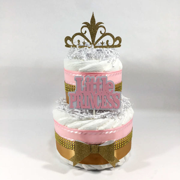 Pink & Gold 2-tier Little Princess Diaper Cake