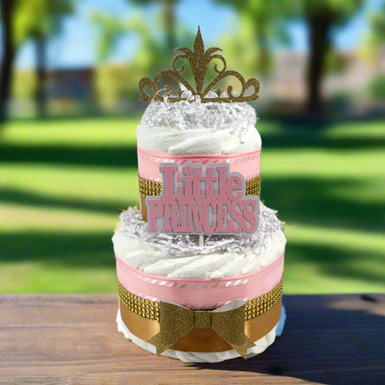 Pink & Gold 2-tier Little Princess Diaper Cake