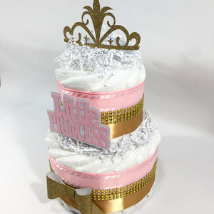 Little Princess 2-tier Diaper Cake, Pink, Gold