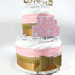 Little Princess 2-tier Diaper Cake, Pink, Gold