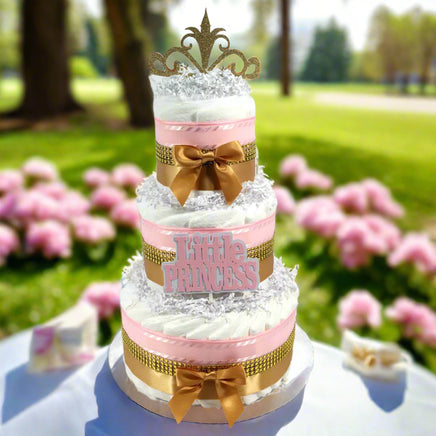 Pink and Gold Little Princess Diaper Cake