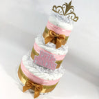 Pink & Gold Princess Baby Shower Diaper Cake Centerpiece