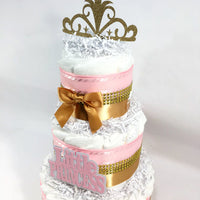 Little Princess 3-tier Diaper Cake, Pink, Gold
