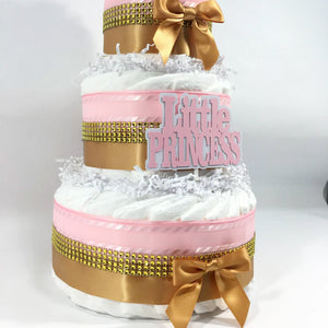Little Princess 3-tier Diaper Cake, Pink, Gold