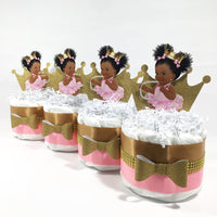 Pink & Gold Princess Mini Diaper Cakes, Afro
