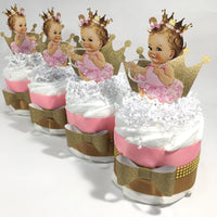 Pink & Gold Princess Mini Diaper Cakes, Blonde
