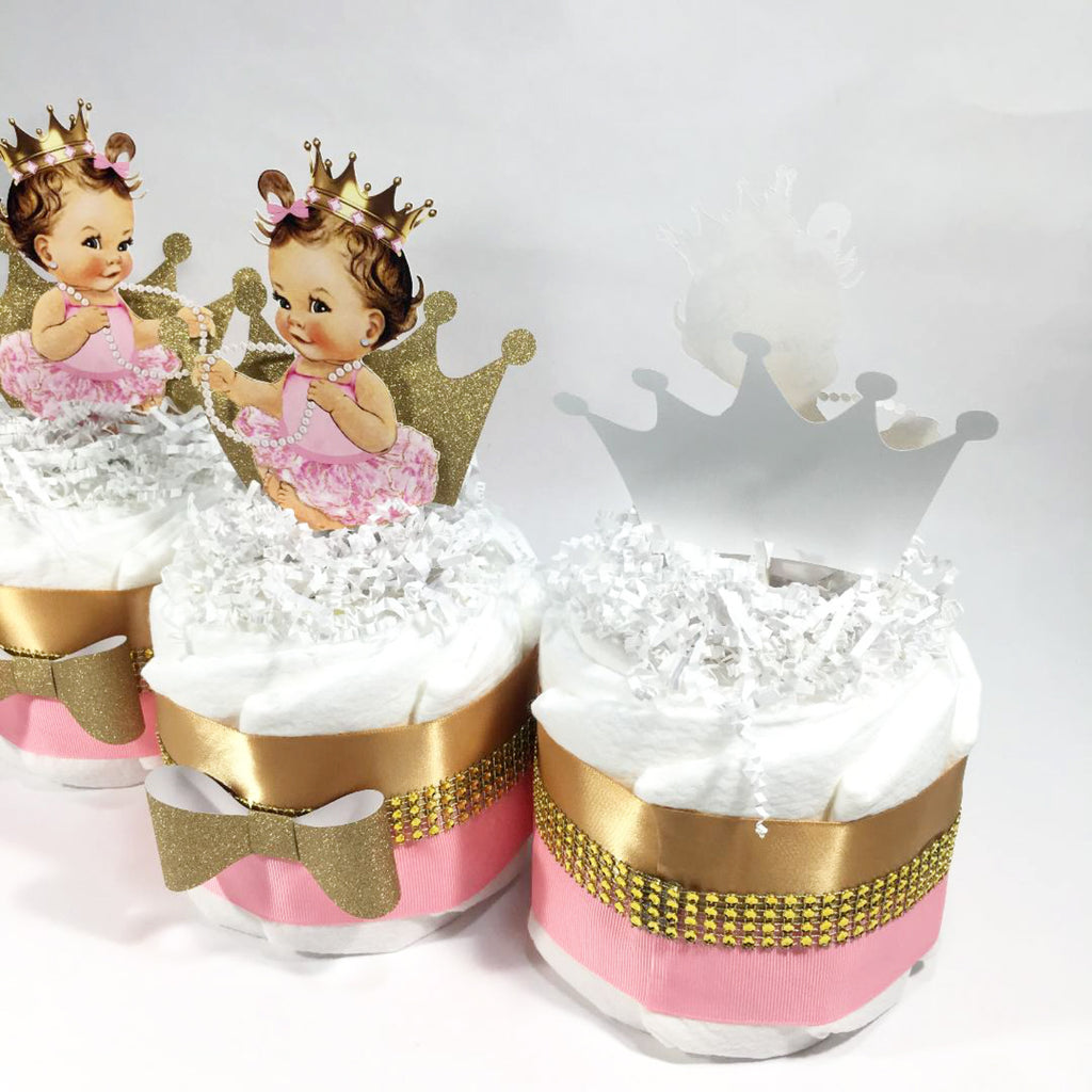 Princess Mini Diaper Cake Set - Pink, Gold