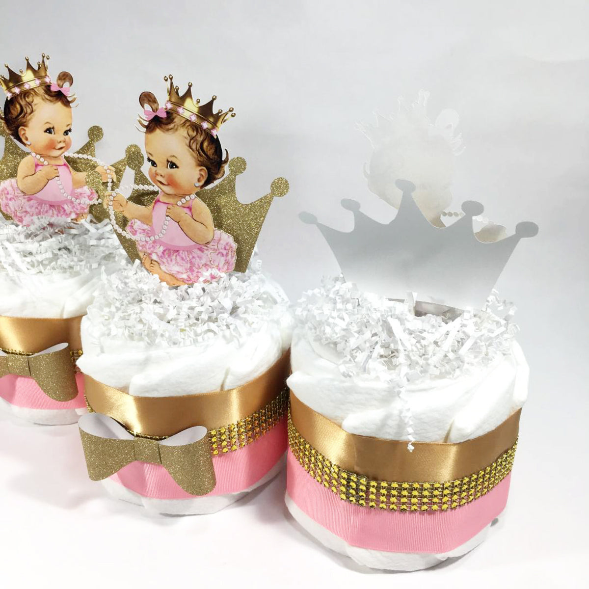 Princess Mini Diaper Cake Set - Pink, Gold