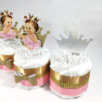 Princess Mini Diaper Cake Set - Pink, Gold
