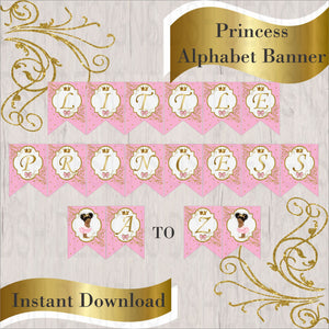 Pink & Gold Princess Alphabet Banner