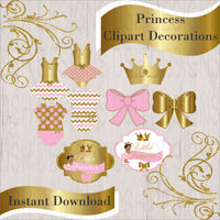Pink & Gold Princess Clipart Decorations