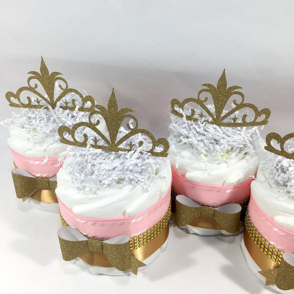 Little Princess Mini Diaper Cake Centerpieces, Pink, Gold