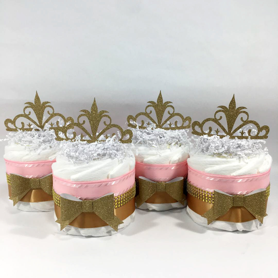 Little Princess Mini Diaper Cake Centerpieces, Pink, Gold