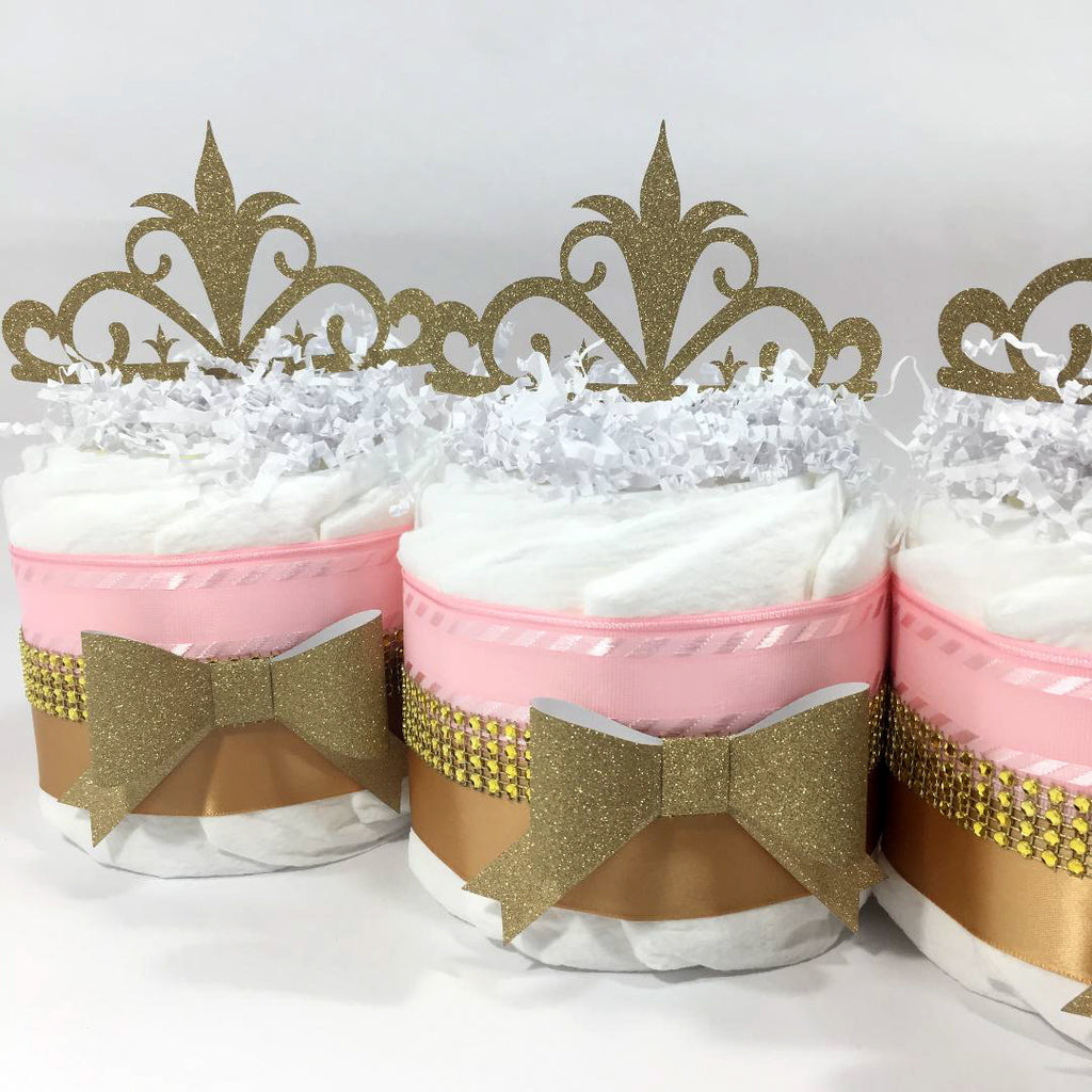 Little Princess Mini Diaper Cake Centerpieces, Pink, Gold