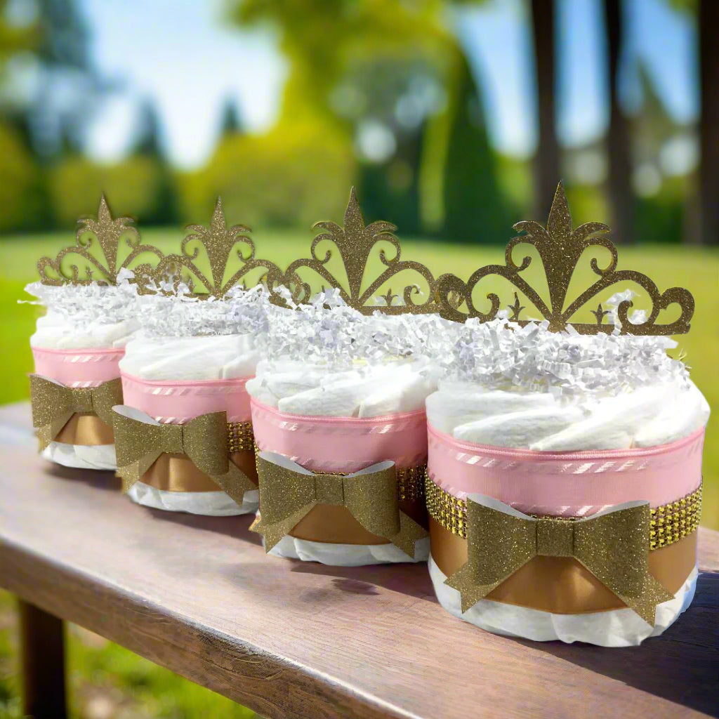 Pink & Gold Royal Princess Mini Diaper Cakes