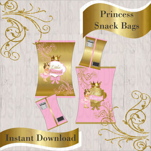 Pink & Gold Princess Chip Bags