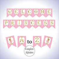 Pink & Gold Little Princess Alphabet Banner, Blonde