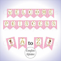 Pink & Gold Little Princess Alphabet Banner, Brown
