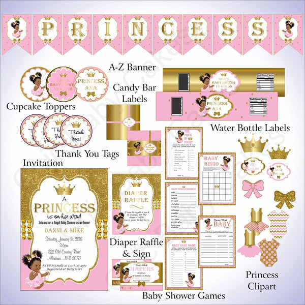 Pink and Gold Little Princess Baby Shower Decoration Pack